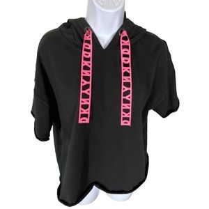 DKNY Sport Black & Pink Short Sleeve Pullover Hoodie Women’s Size Medium